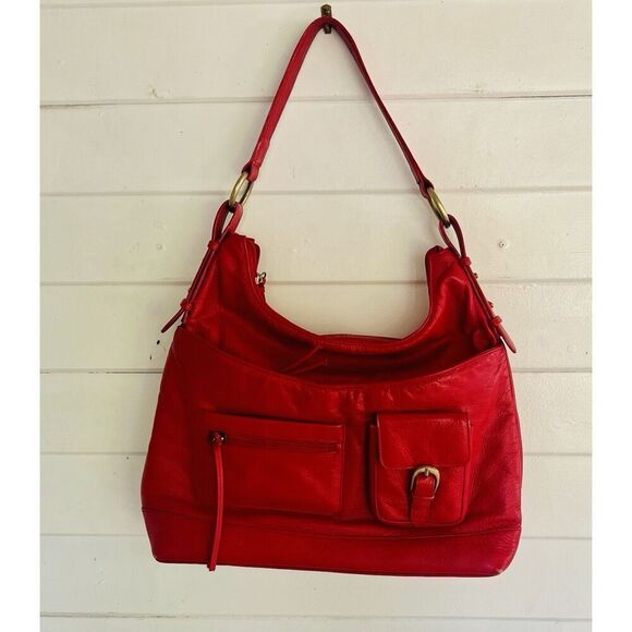 Vintage ILI New York Toronto Red Genuine Leather Tote Shoulder Bag Handbag - Picture 3 of 11